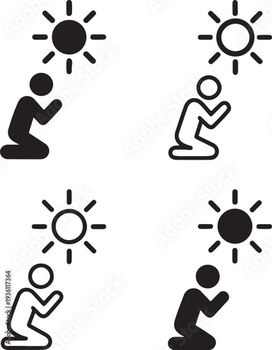 Isolated Summer Sun Worship Graphic Icon, Summer Sun Worship celebration, Summer Sun Worship tradition, pagan solar vector solid black line on white background