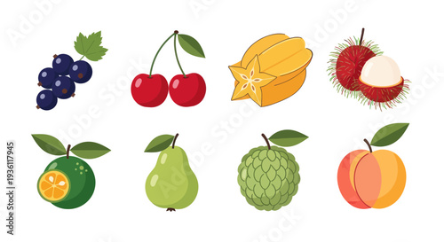 Various colorful fruits isolated on white
