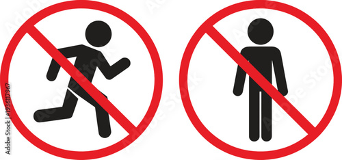 No running and no people signs  prohibited symbols