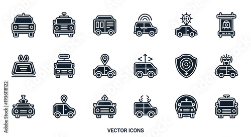 Vehicle icons transportation and technology