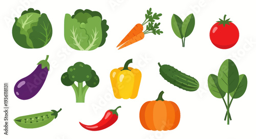 Vibrant vegetable collection on white background
