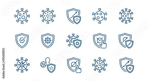Virus protection and defense icons