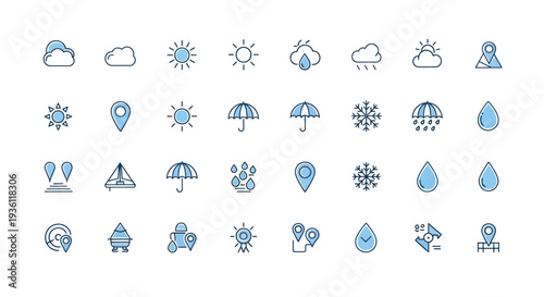 Weather icons set with different symbols