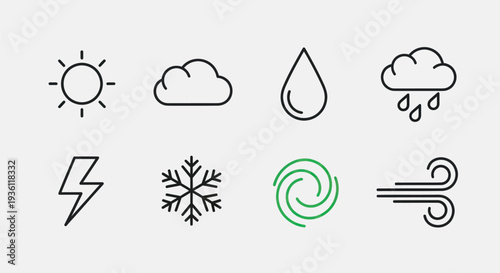Weather icons sun cloud rain storm