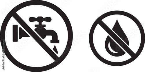 No water signs prohibited symbols for conservation or restriction
