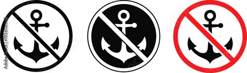 No anchor signs in black and red on white background