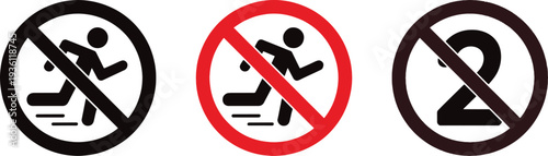 No running jumping or smoking signs on white background