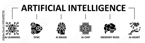 Artifical Intelligence banner web icon vector glyph style illustration concept with icoartificial intelligence, ai, machine, learning, neural, network
