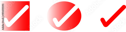 Simple Tick icon accept approve sign "Red Check Mark Icon Set .vector illustration .