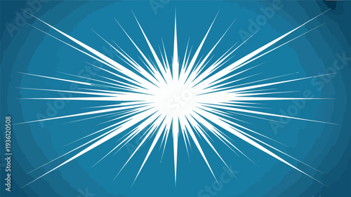 Dynamic white starburst effect on blue background