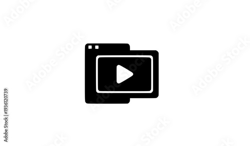 Abstract Screen Media Logo Icon with Play Button Symbol for Streaming and Web Platforms