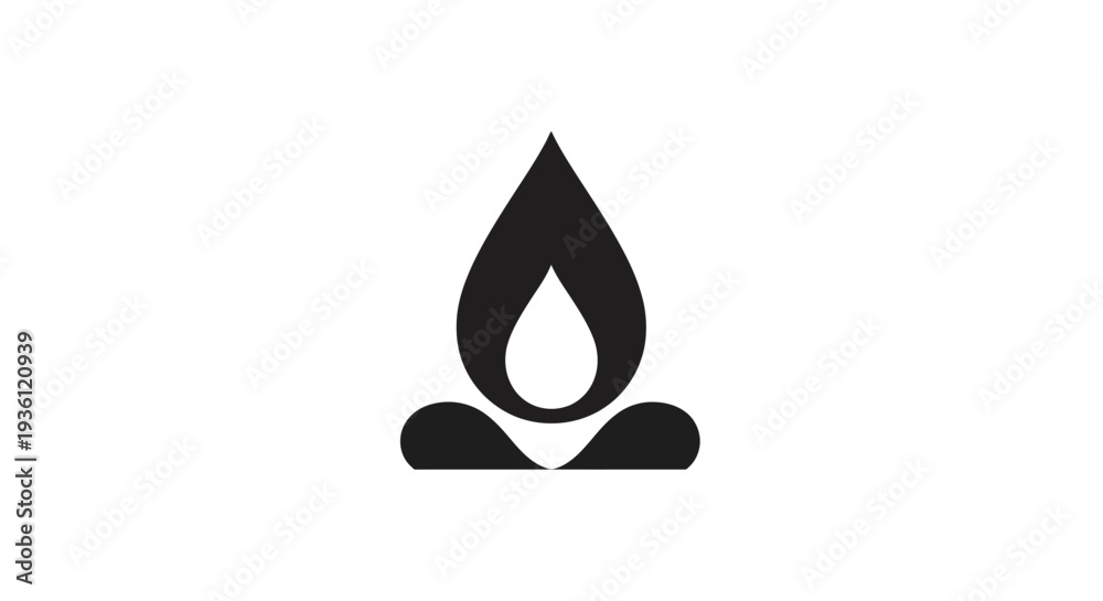 Fototapeta premium Abstract black and white flame symbol