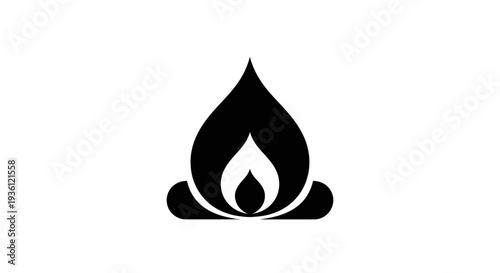 Abstract flame symbol on white background