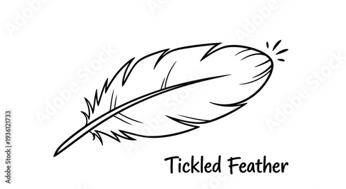 Simple black and white illustration of a feather with motion lines.