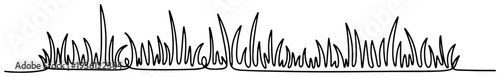 Continuous line drawing of grass field border for nature background
