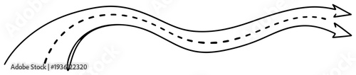 Line art illustration of wavy arrows indicating path and direction