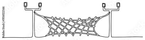 One line drawing of american football goal posts with net between uprights