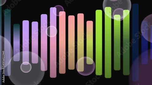 Wallpaper Mural Abstract Colorful Sound Wave Bars with Bubbles Animation. Torontodigital.ca