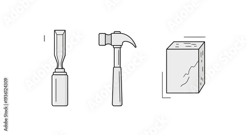 Chisel Hammer Brick Tools.