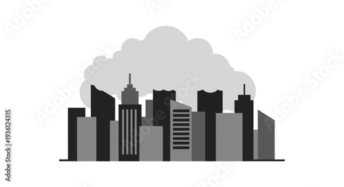 City Skyline Silhouette Illustration.