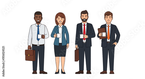 diverse business team professionals standing together.