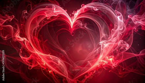 Abstract Heart Shape Made of Red Smoke for Valentine's Day Celebration