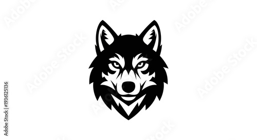 Black and white wolf head emblem design