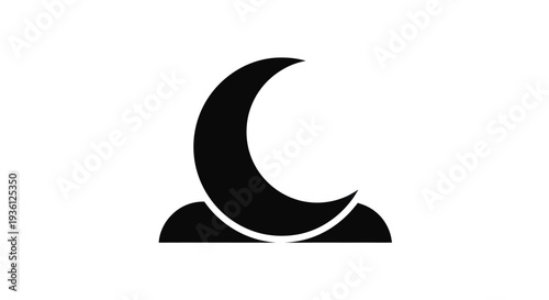 Black crescent moon on white background