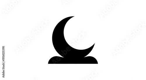 Black crescent moon symbol isolated