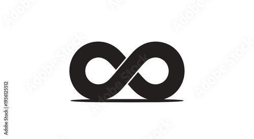 Black infinity symbol on white background