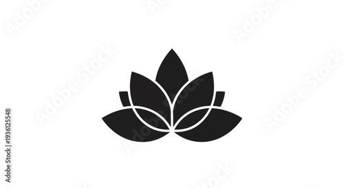 Black lotus flower icon on white background