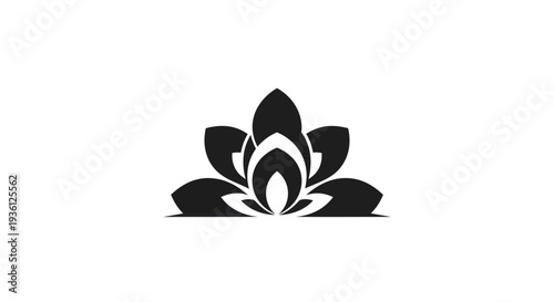 Black lotus flower illustration on white