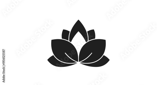 Black lotus flower illustration on white