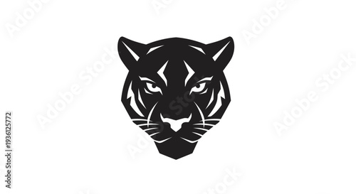 Black panther head silhouette on white