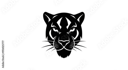 Black panther head silhouette on white