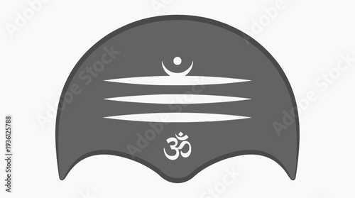 Vector Maha Shivaratri symbol illustration featuring Shiva Lingam Om mantra on a dark gray background viewed from directly above