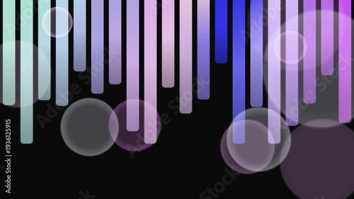 Wallpaper Mural Abstract Vertical Bars and Circles with Gradient Colors on Black Background. Torontodigital.ca