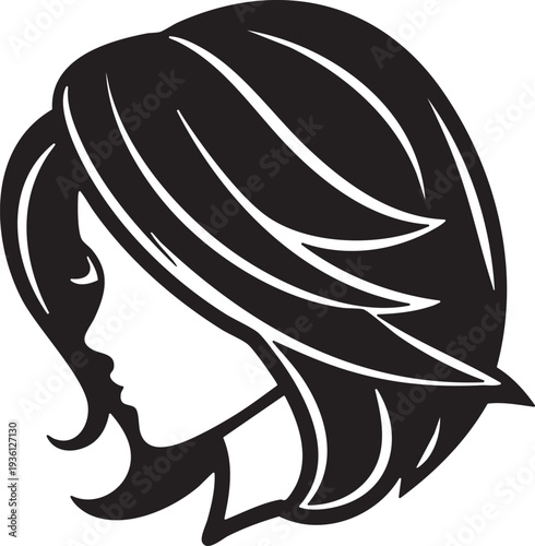 Minimalist Short Hair Silhouette: Stylized Feminine Profile and Salon Icon