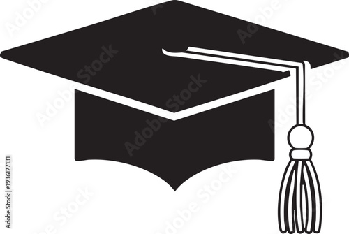 Academic Graduation Cap Icon: Minimalist Mortarboard Symbol for Education and Success