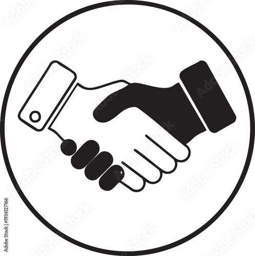 Professional Handshake Partnership Icon in Circular Frame