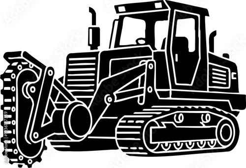 Heavy Duty Industrial Trencher Machine Silhouette Icon