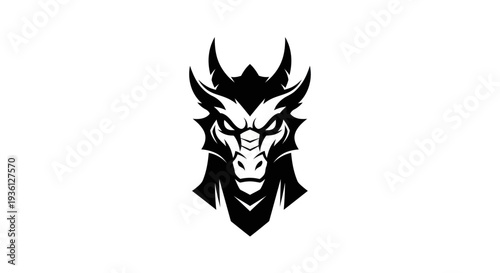 Konstfotografi Dragon head silhouette icon on white