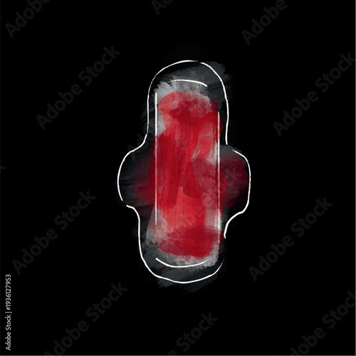 Hand drawn and watercolor painted Bloody Pad with Background