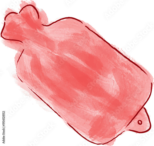 Hand drawn and watercolor painted Heating Pad