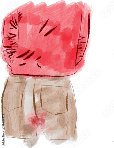 Hand Drawn and watercolor painted Period Stained Pants