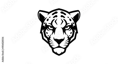 Jaguar head illustration in black and white