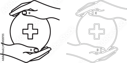 Two hands cradling a medical cross holding