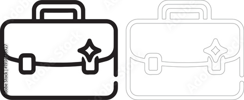 Black and white line of a briefcase outline
