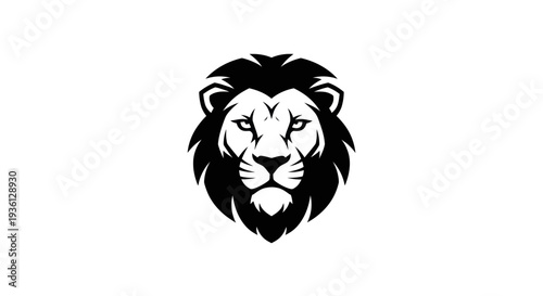 Lion head silhouette on white background