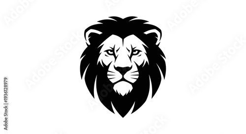 Lion head silhouette on white background